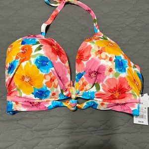 Brand new Shade Shore multi-color bikini top, size 38D